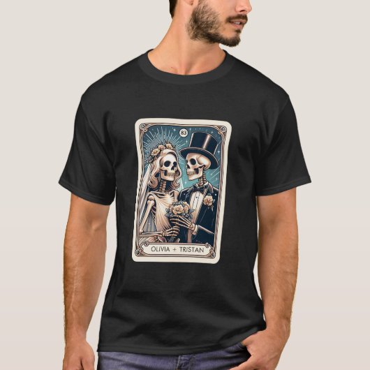 Gepersonaliseerde Tarot Theme Wedding Passen getro T-shirt (Voorkant)