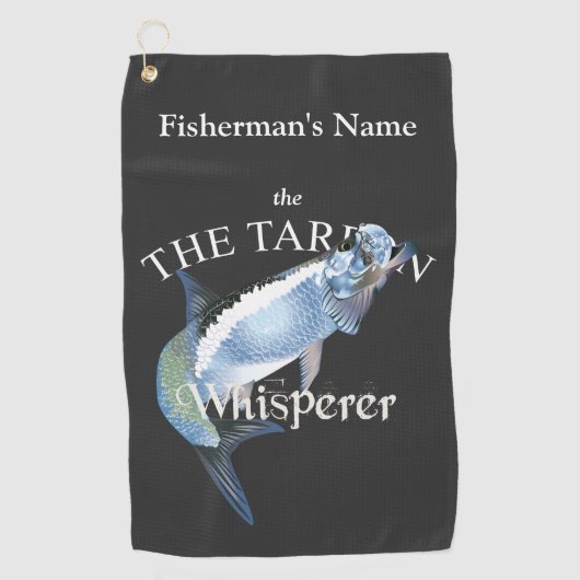 Gepersonaliseerde Tarpon Whisperer Dark Gevist Han Golfhanddoek (Voorkant)
