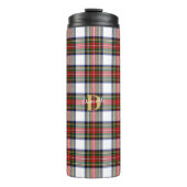 Gepersonaliseerde Tartan Monogram Naam Kerstmis Thermosbeker (Voorkant)