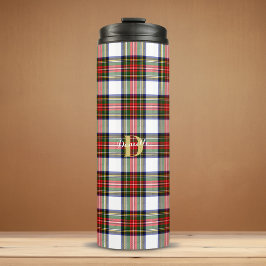 Gepersonaliseerde Tartan Monogram Naam Kerstmis Thermosbeker
