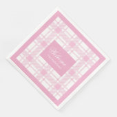 Gepersonaliseerde Tartan servetten Elegant Roze On (Hoek)