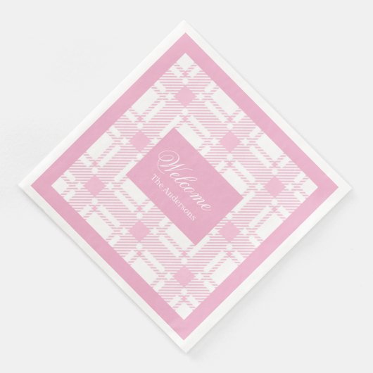Gepersonaliseerde Tartan servetten Elegant Roze On (Hoek)