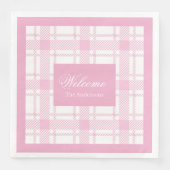 Gepersonaliseerde Tartan servetten Elegant Roze On (Voorkant)