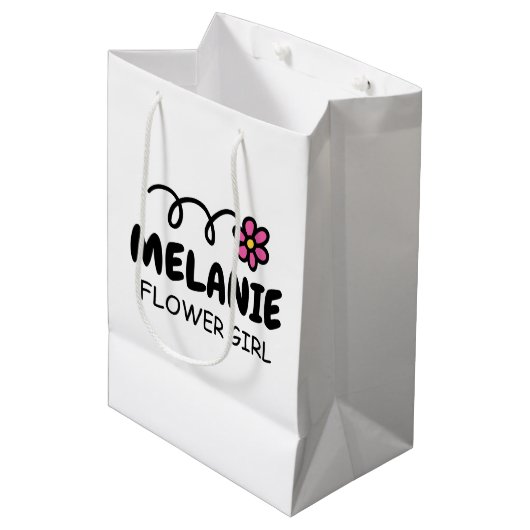 Gepersonaliseerde tasjes voor bruiloft voor bloemm medium cadeauzakje (Voorkant Gekanteld)