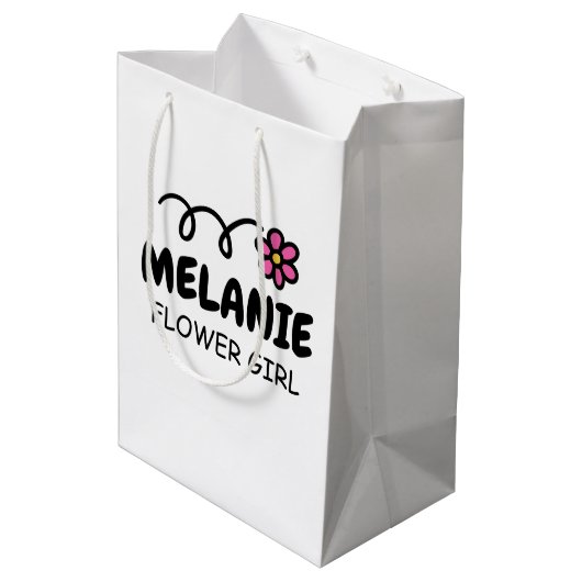 Gepersonaliseerde tasjes voor bruiloft voor bloemm medium cadeauzakje (Achterkant Gekanteld)