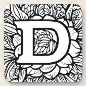 Gepersonaliseerde Tattoo-stijl zwart-wit monogram Bier Onderzetter (Voorkant)