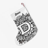 Gepersonaliseerde Tattoo-stijl zwart-wit monogram Kleine Kerstsok (Achterkant (Hangend))