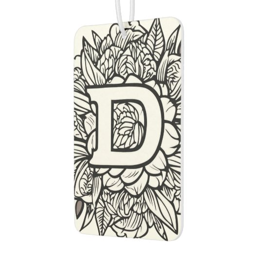 Gepersonaliseerde Tattoo-stijl zwart-wit monogram Luchtverfrisser (Links)