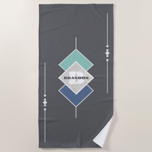 Gepersonaliseerde Taupe Elegant Strandlaken (Voorkant)