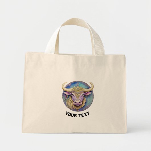 Gepersonaliseerde Taurus Zodiac Mini Tote Bag (Voorkant)