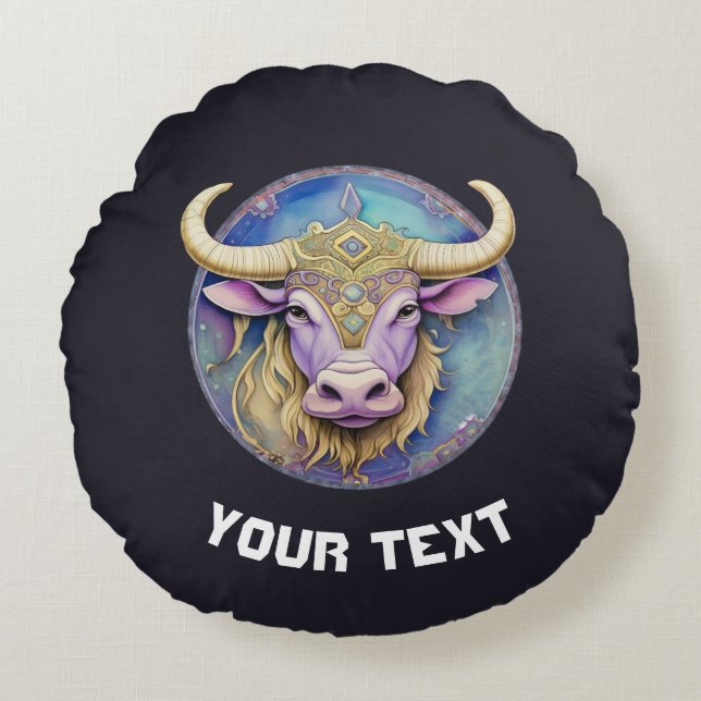 Gepersonaliseerde Taurus Zodiac Rond Kussen (Voorkant)