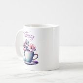 Gepersonaliseerde   Tea Cup en Flowers Koffiemok (Voorkant links)