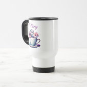 Gepersonaliseerde   Tea Cup en Flowers Reisbeker (Voorkant links)