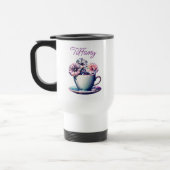 Gepersonaliseerde   Tea Cup en Flowers Reisbeker (Links)