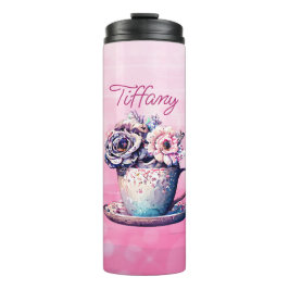 Gepersonaliseerde   Tea Cup of Flowers Thermosbeker