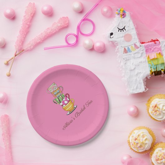 Gepersonaliseerde Tea Party Paper Borden Bridal Papieren Bordje (Feest)