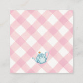 Gepersonaliseerde Tea Party Roze Gingham Meisjes G Informatiekaartje (Achterkant)