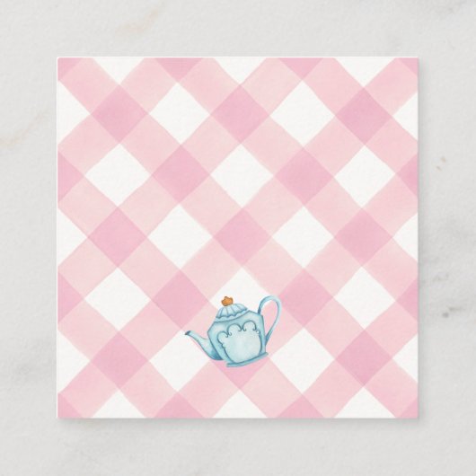Gepersonaliseerde Tea Party Roze Gingham Meisjes G Informatiekaartje (Achterkant)
