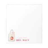 Gepersonaliseerde Teacher Canvas tas met Pink Bow Notitieblok (Voorkant)