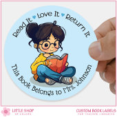Gepersonaliseerde Teacher Classroom Bibliotheek Bo Ronde Sticker