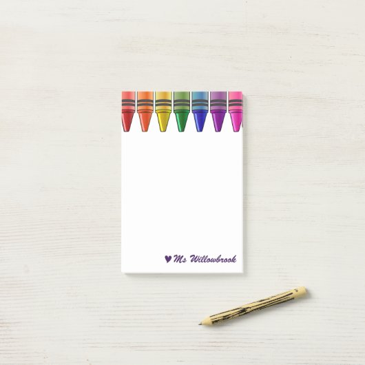 Gepersonaliseerde Teacher Crayon Desk Accessoires Post-it® Notes (Op bureau)