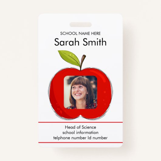 Gepersonaliseerde Teacher Identification Kaart – A Badge (Voorkant)