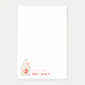 Gepersonaliseerde Teacher Notitieblok Tas met Bow Post-it® Notes (Voorkant)