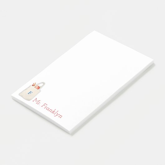 Gepersonaliseerde Teacher Notitieblok Tas met Bow Post-it® Notes (Schuin)