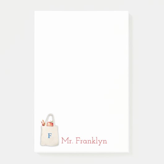 Gepersonaliseerde Teacher Notitieblok Tas met Bow Post-it® Notes (Voorkant)