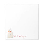 Gepersonaliseerde Teacher Waterverf Tas met appel Notitieblok (Voorkant)