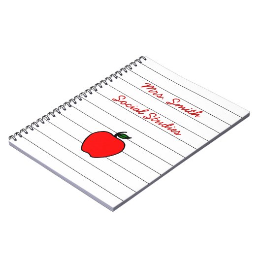 Gepersonaliseerde Teacher's Apple Notitieboek Gift (Linkerzijde)