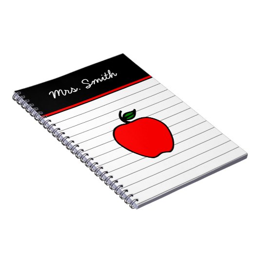 Gepersonaliseerde Teacher's Red Apple Notitieboek (Rechterzijde)