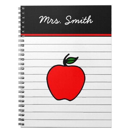 Gepersonaliseerde Teacher's Red Apple Notitieboek (Voorkant)