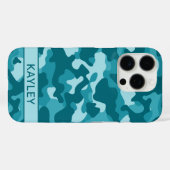 Gepersonaliseerde Teal Camouflage Case-Mate iPhone Case (Achterkant (horizontaal))