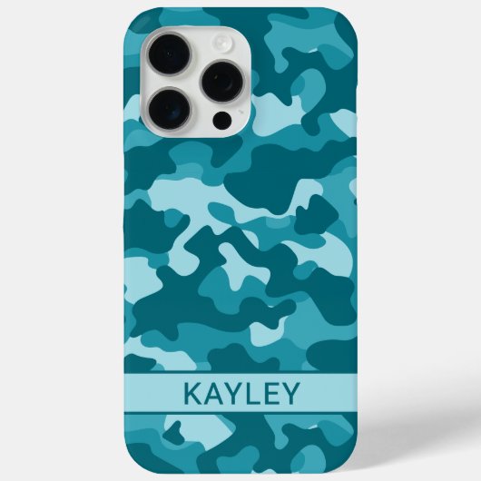Gepersonaliseerde Teal Camouflage Case-Mate iPhone Case (Achterkant)