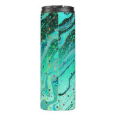 Gepersonaliseerde Teal glittersparel Thermatische Thermosbeker (Achterkant)