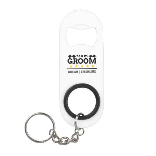 Gepersonaliseerde Team Groom Groomsman Mini Flessenopener (Voorkant)
