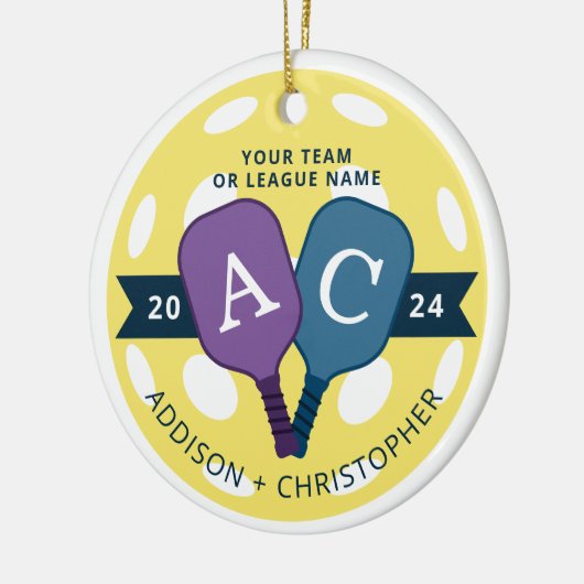 Gepersonaliseerde Team Pickleball Kerst Ornament (Links)