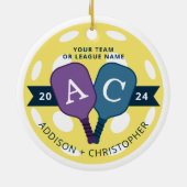 Gepersonaliseerde Team Pickleball Kerst Ornament (Achterkant)