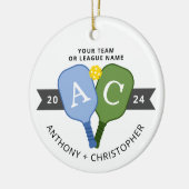 Gepersonaliseerde Team Player Pickleball Ornament (Links)