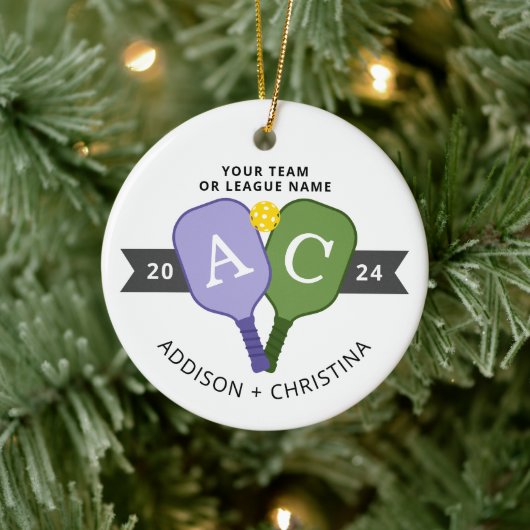 Gepersonaliseerde Team Player Pickleball Ornament (Boom)