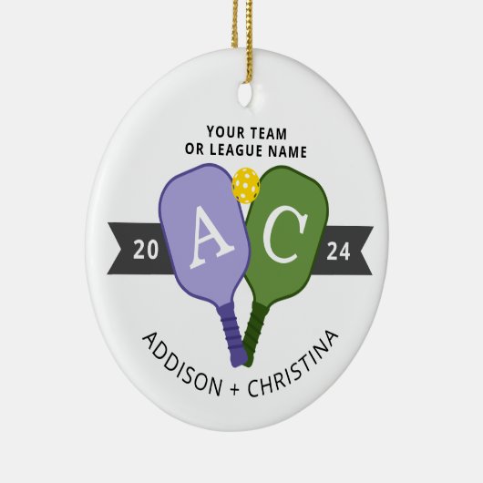 Gepersonaliseerde Team Player Pickleball Ornament (Rechts)