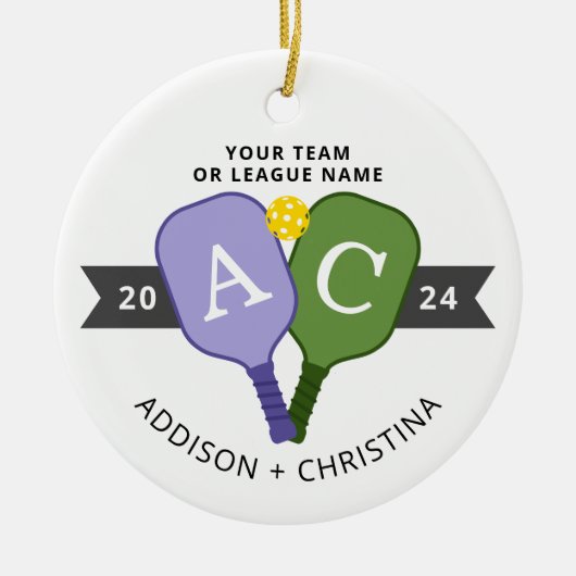 Gepersonaliseerde Team Player Pickleball Ornament (Voorkant)