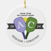 Gepersonaliseerde Team Player Pickleball Ornament (Achterkant)