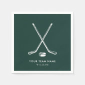 Gepersonaliseerde teamnaam Ice Hockey Green Custom Servet (Voorkant)