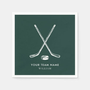 Gepersonaliseerde teamnaam Ice Hockey Green Custom Servet