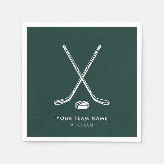 Gepersonaliseerde teamnaam Ice Hockey Green Custom Servet (Voorkant)
