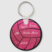 Gepersonaliseerde teamnaam Roze glitter volleybal Sleutelhanger (Achterkant)