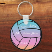 Gepersonaliseerde teamnaam Roze Paarse volleybal Sleutelhanger (Achterkant)