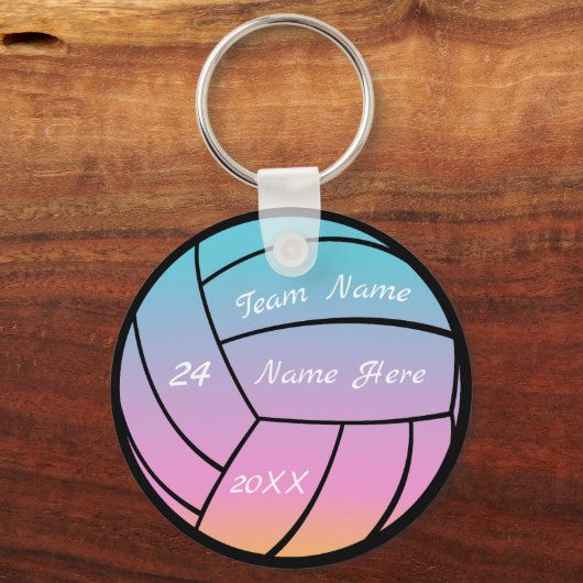 Gepersonaliseerde teamnaam Roze Paarse volleybal Sleutelhanger (Voorkant)